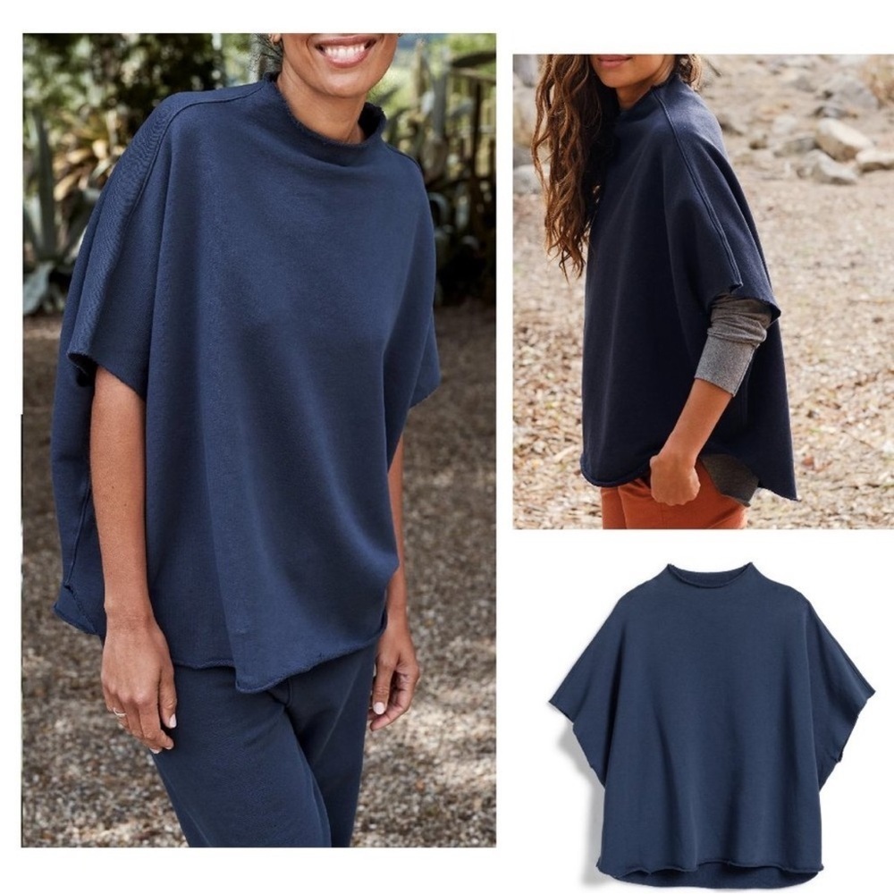 Frank & Eileen Audrey Triple Fleece Capelet Navy Atlantic One Size EUC